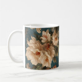 Vintag Exquisite Blume Weiß und Grün Korallenrot Kaffeetasse