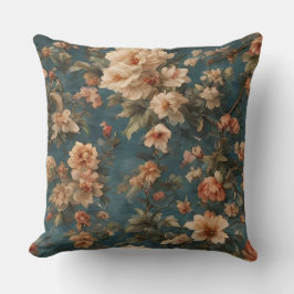 Vintag Exquisite Blume Weiß und Grün Korallenrot Kissen