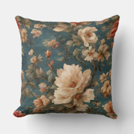 Vintag Exquisite Blume Weiß und Grün Korallenrot Kissen