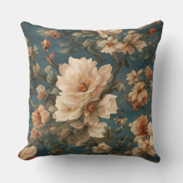 Vintag Exquisite Blume Weiß und Grün Korallenrot Kissen