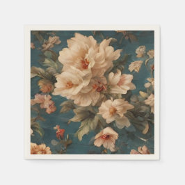 Vintag Exquisite Blume Weiß und Grün Korallenrot Serviette