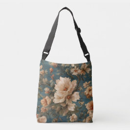 Vintag Exquisite Blume Weiß und Grün Korallenrot Tragetaschen Mit Langen Trägern