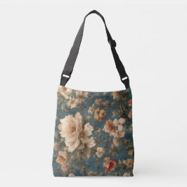 Vintag Exquisite Blume Weiß und Grün Korallenrot Tragetaschen Mit Langen Trägern