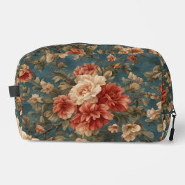 Vintag Exquisite Blume Weiß und Grün Korallenrot Waschbeutel