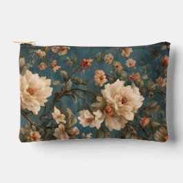 Vintag Exquisite Blume Weiß und Grün Korallenrot Zubehörtasche