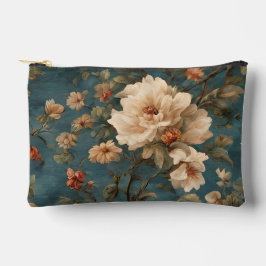 Vintag Exquisite Blume Weiß und Grün Korallenrot Zubehörtasche