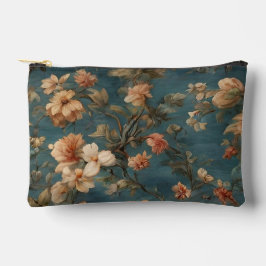 Vintag Exquisite Blume Weiß und Grün Korallenrot Zubehörtasche