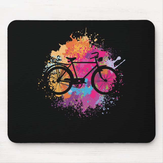 Vintag Fahrrad mit Farbklecksen Mousepad (Vorne)