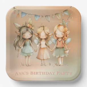 Vintag Fairies Girl Birthday Party Pappteller