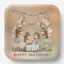 Vintag Fairies Girl Birthday Party Pappteller