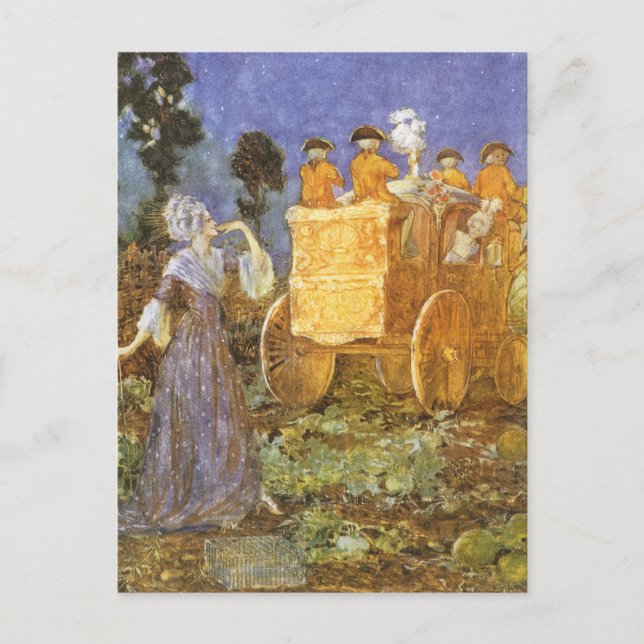 Vintag Fairy Tales Aschenputtel und Fairy Godmutte Postkarte (Vorderseite)