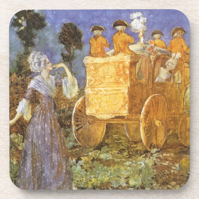 Vintag Fairy Tales Aschenputtel und Fairy Godmutte Untersetzer (Vorderseite)