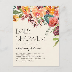 Vintag Fall Floral Bouquet Herbstdusche Baby Einladungspostkarte