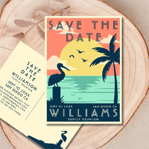 Vintag Family Wiedersehen Save the Date Beach   DE Postkarte