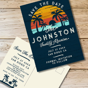 Vintag Family Wiedersehen Save the Date Beach Palm Postkarte