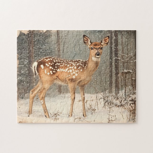 Vintag Fawn Landschaftlich Rustikal Puzzle (Horizontal)