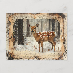 Vintag Fawn Rustic Junk Journal Art Postkarte