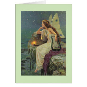 Vintag - Fee mit Blick auf das Nachtmeer,