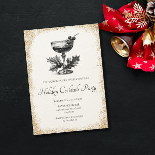 Vintag-Feiertagscocktails Drinks Weihnachts-Party Einladung