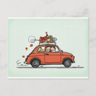 Vintag Fiat 500 Postkarte