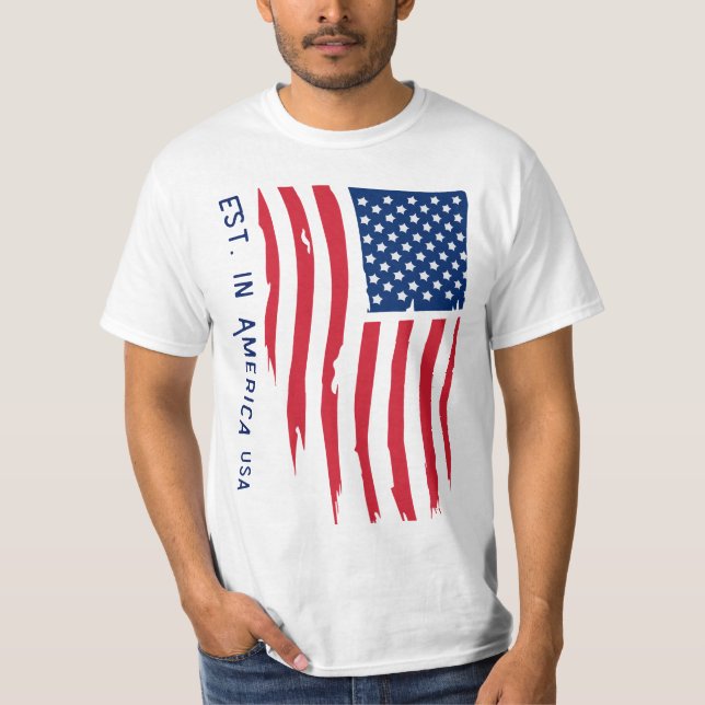 Vintag Flag Est in Amerika T-Shirt (Vorderseite)