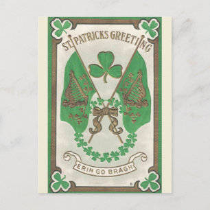 Vintag Flags Erin Go Pragh St Patricks Day Posta Postkarte