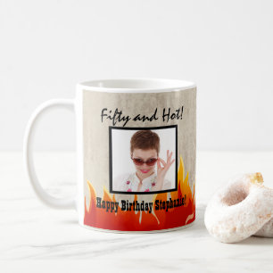 Vintag Flames Personalisiert 50. Geburtstagsparty Kaffeetasse