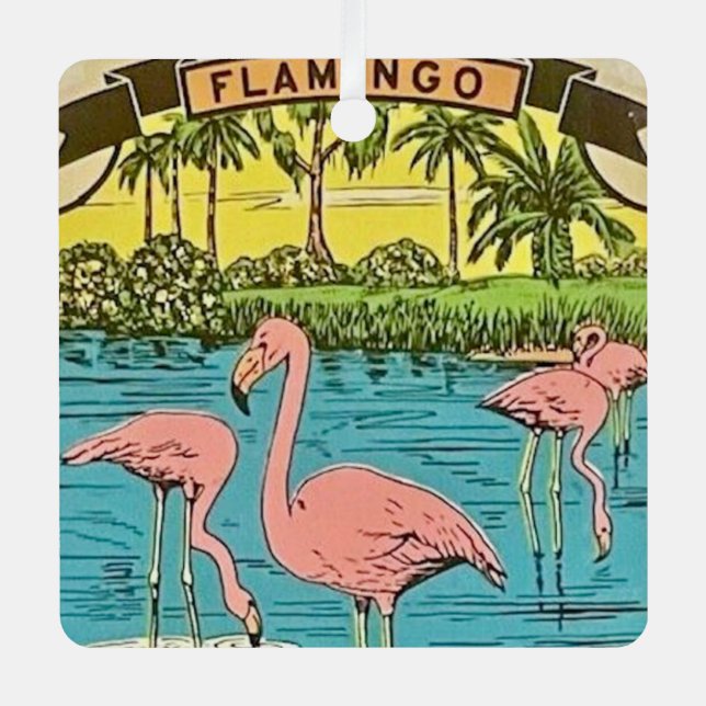 Vintag Flamingo Ornament Aus Metall (Vorderseite)