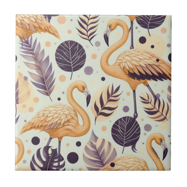Vintag Flamingo Seamless Fliese (Vorderseite)