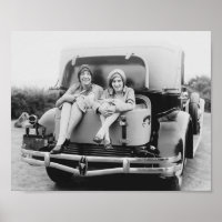 Vintag Flapper Ära Frauen Antikes Auto Rummelplatz