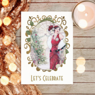 Vintag Flapper Gatsby Holiday Weihnachts-Party Einladung