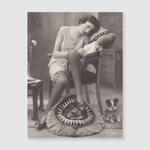 Vintag Flapper Girl 1920er-Magnetkarte Magnetkarte