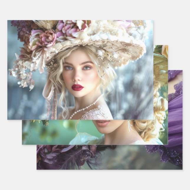 Vintag Flapper Ladys of the South Decoupage Geschenkpapier Set (Set)
