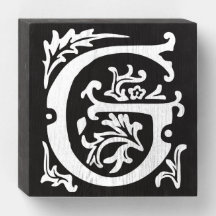 Vintag Floral Alphabet Letter G White Monogramm