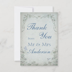 Vintag Floral Blue Wedding Vielen Dank Dankeskarte