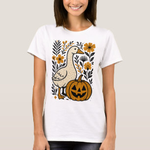 Vintag Floral Boho Albern Goose Pumpkin Niedlich H T-Shirt