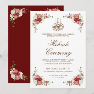 Vintag Floral Bouquet Border Islamic Mehndi Einladung