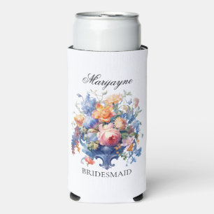 Vintag Floral Bouquet Bridesmaid Vorschlag Geschen Selters Dosenkühler