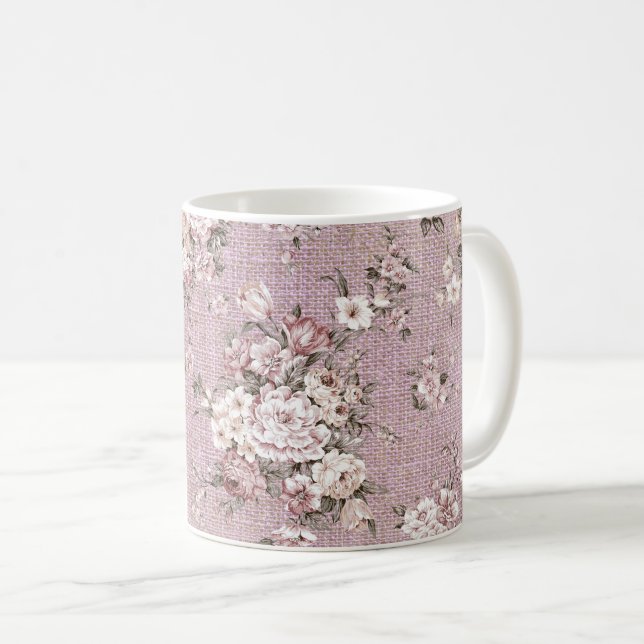 Vintag Floral Bouquet Lavender Lila Kaffeetasse (VorderseiteRechts)