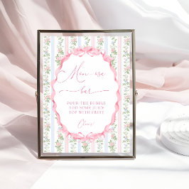 Vintag Floral Bow Girl Babydusche Mama-osa Bar Poster