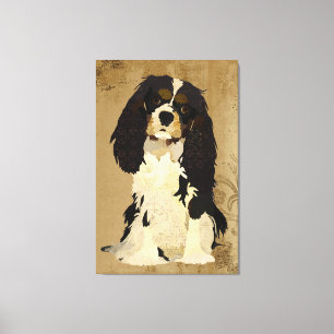 Vintag Floral Cavalier King Charles Leinwand