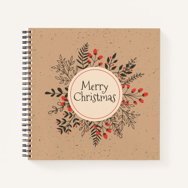 Vintag floral frohe Weihnachten | Notebook Notizbuch (Vorderseite)