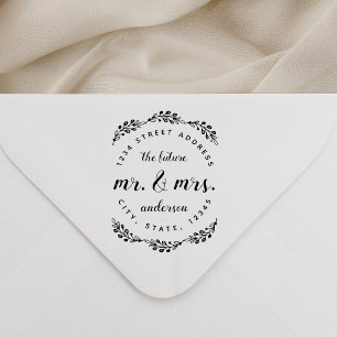 Vintag Floral Future Mr. und Mrs. Wedding Address Permastempel