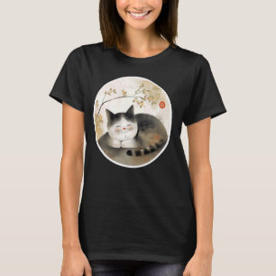 Vintag Floral Kitten Retro Japanisch Art Pet Niedl T-Shirt