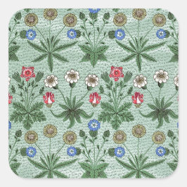 Vintag Floral Pink Blue William Morris Daisy Quadratischer Aufkleber