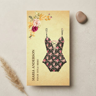 Vintag Floral Retro Bikini Badeanzug Badehose Bade Visitenkarte