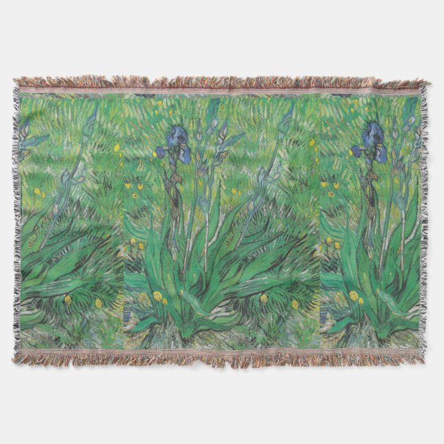 Vintag Floral Van Gogh Iris Decke (Vorderseite)