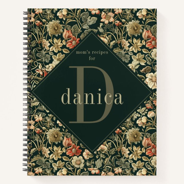 Vintag Floral William Morris Familienrezept Notizbuch (Vorderseite)