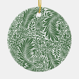 Vintag Floral William Morris Willow Bough Green Keramik Ornament