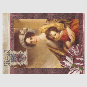 Vintag Floral Woman Burgund Wilhelm Tell Seidenpapier
